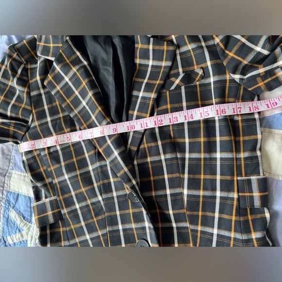 Maeve Anthropologie Womens Oversized Plaid Equestrian Black Fall Blazer Size 2 - Picture 10 of 15